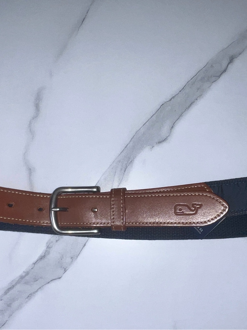 Vineyard Vines Men’s Navy/Brown Casual Belt 32 Nautica Boat Logo Buckle Fisher
